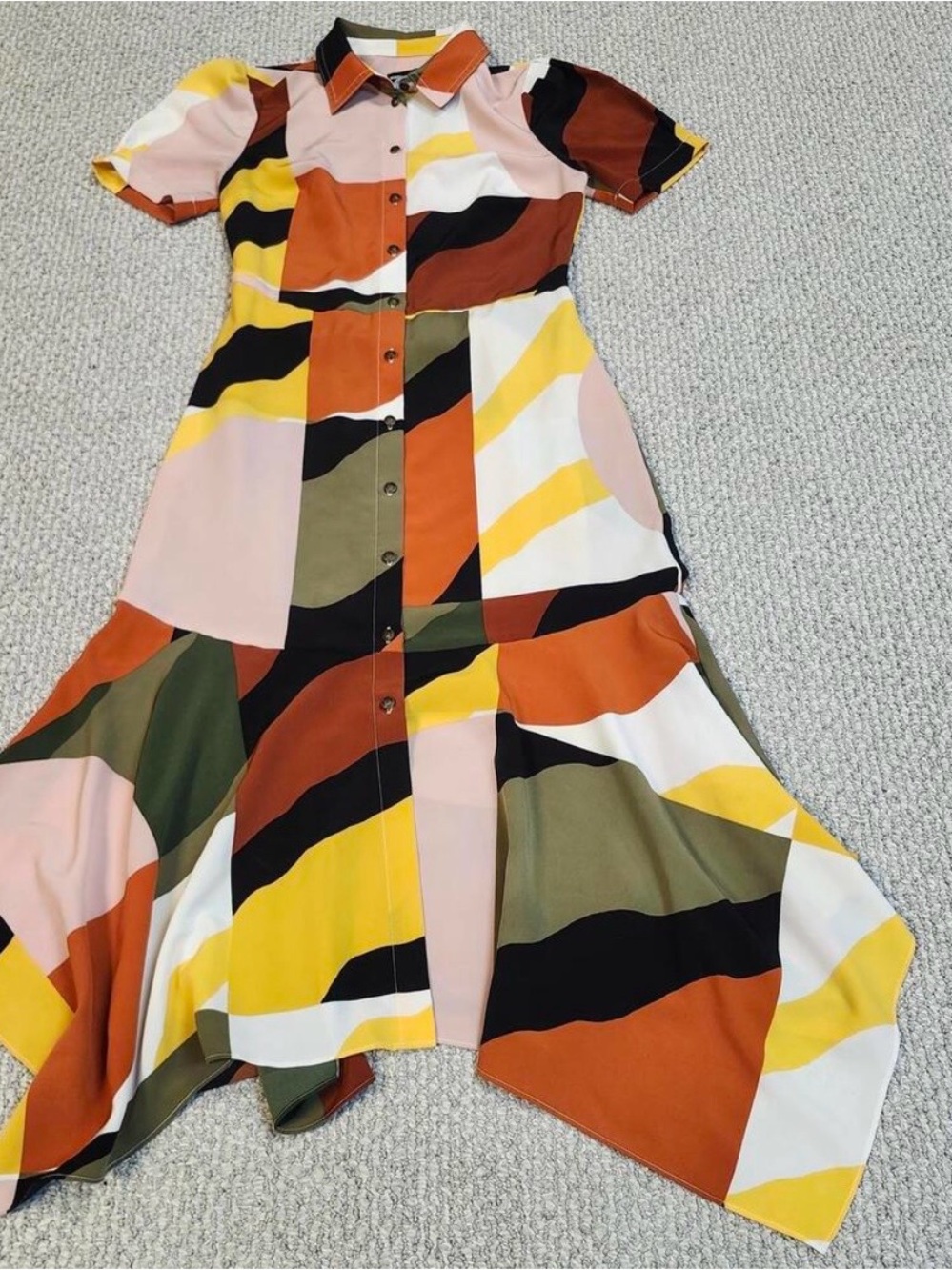 Karl Lagerfeld Multicolor Short-Sleeve Wave Print Button-Down Shirt